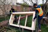 YOU staff and youth deliver a Box Planter to a customer's backyard, Spring 2021